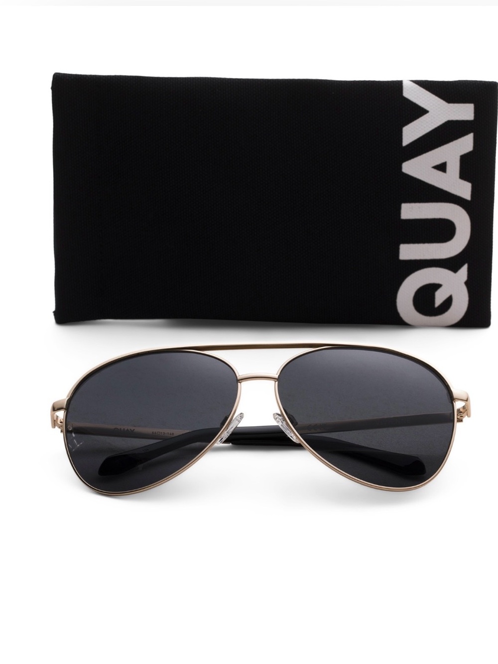 Unisex Quay Australia Gold Frame Sunglasses with Black Lenses